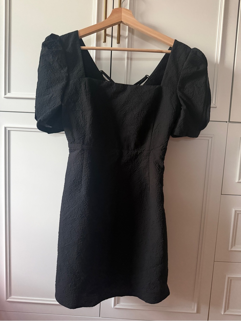 Petite Studio Black Puff Sleeve Square Neck Mini Dress